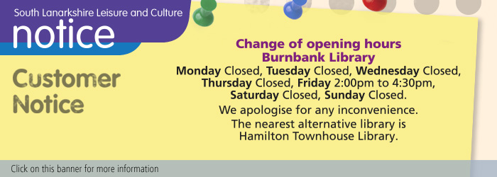 Burnbank Library new opening hours Slider image