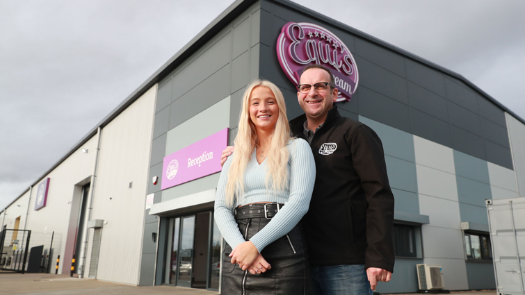 Managing director David Equi and his daughter, Alex, of Equi's Ice Cream, outside the company's factory in Rutherglen.