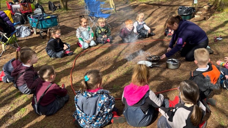 pupils from Carstairs Junction Primary School and Nursery Class enjoying outdoor activities
