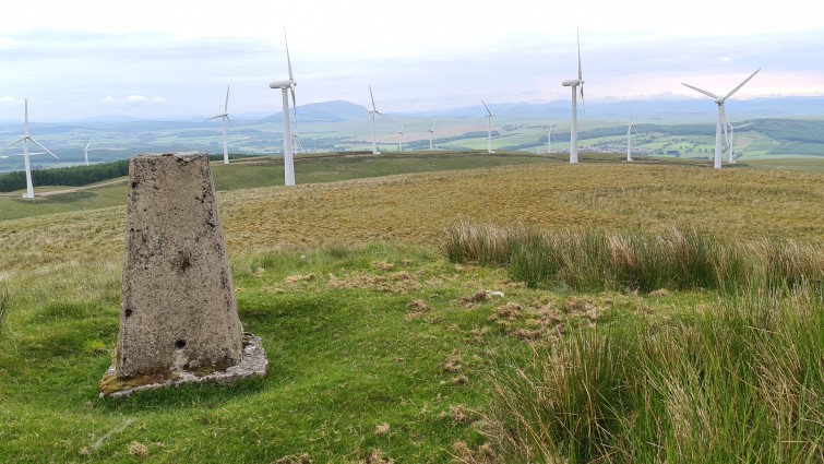 This image is a view of Hagshaw Hill windfarm and the surrounding countryside