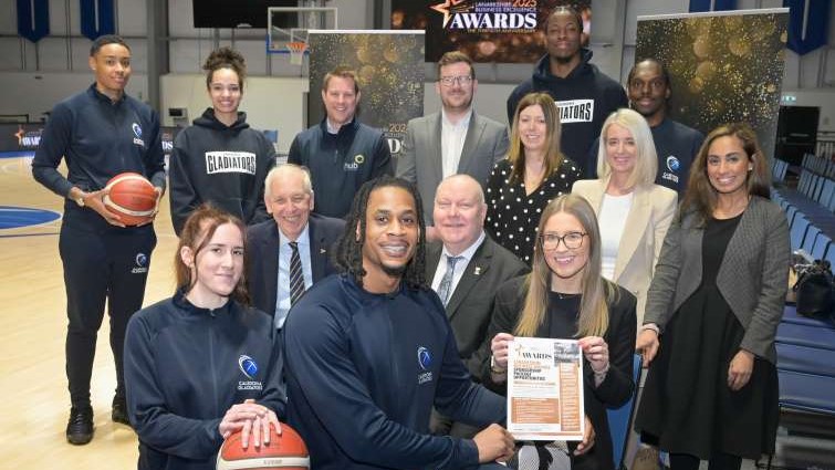 This pic shows players, sponsors and councillors who are involved in the 2025 Lanarkshire Business Excellence Awards