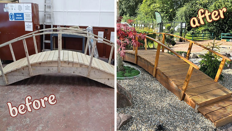 attractive new bridge to compliment the landscaped garden area in Lanark’s Castlebank Park