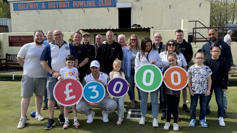 This image shows members of Halfway and District Bowling Club after they received Participatory Budgeting funding