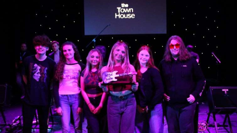 This image shows the winners of the annual Battle of the Bands from Carluke High School