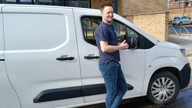 This image shows George Stevenson at his fan, who is part of the team installing the new digital alarms