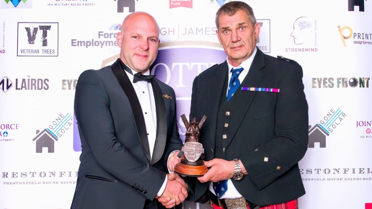 Calum Macleod is presented with his trophy for winning Veterans Champion of the Year 2024.